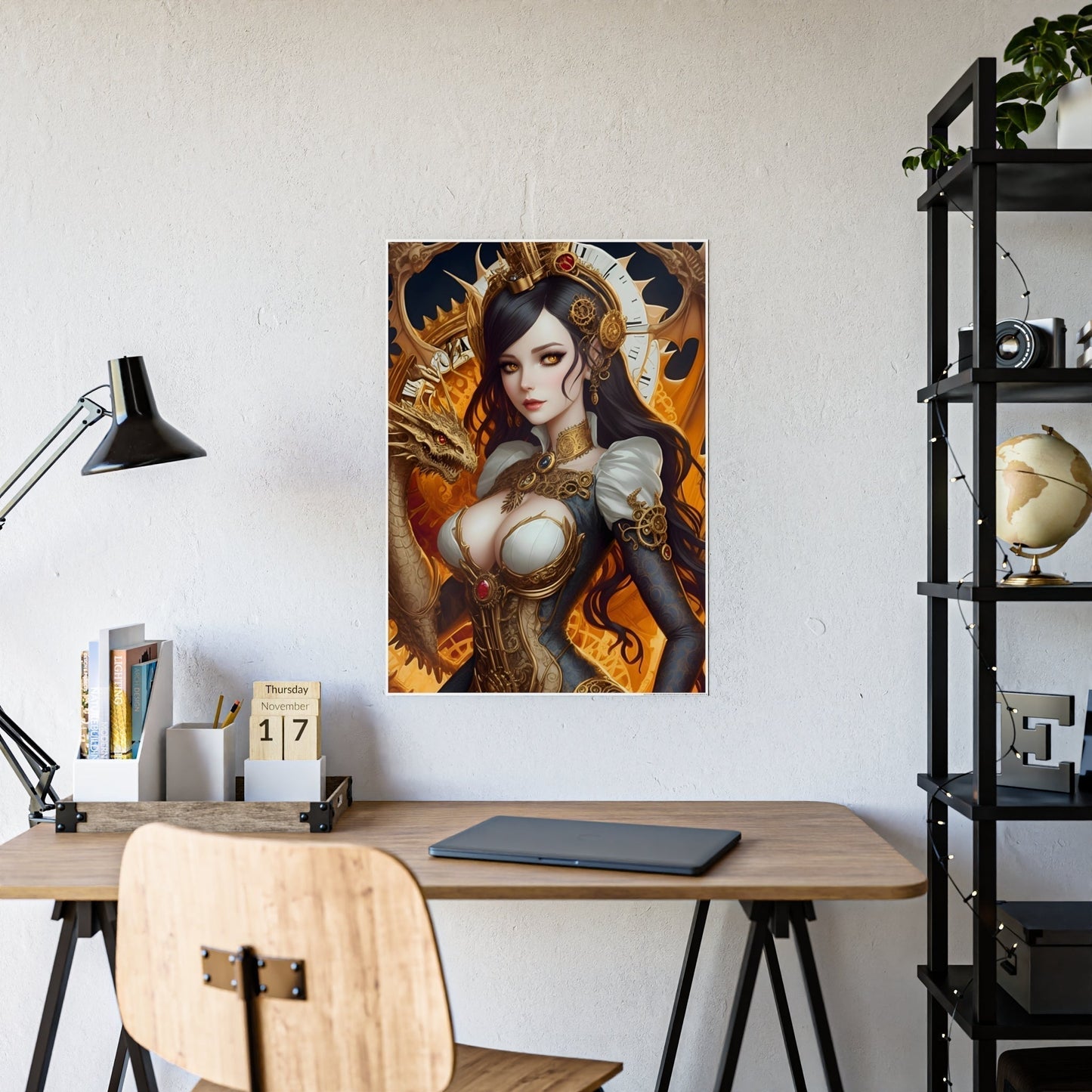Golden Clockwork Dragon Gloss Posters Verdine Daniels