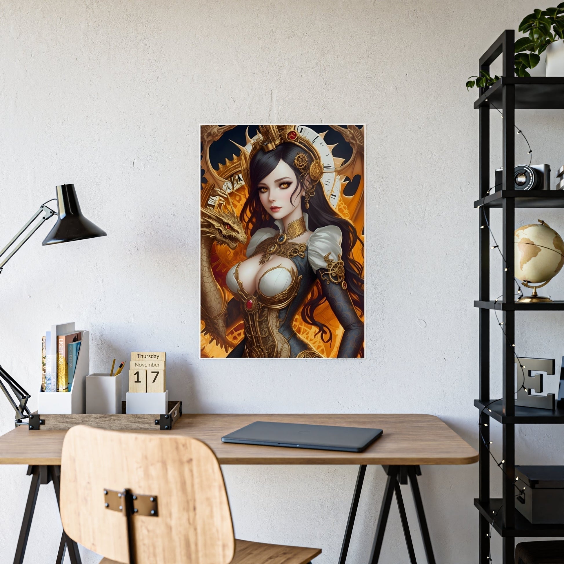 Golden Clockwork Dragon Gloss Posters Verdine Daniels