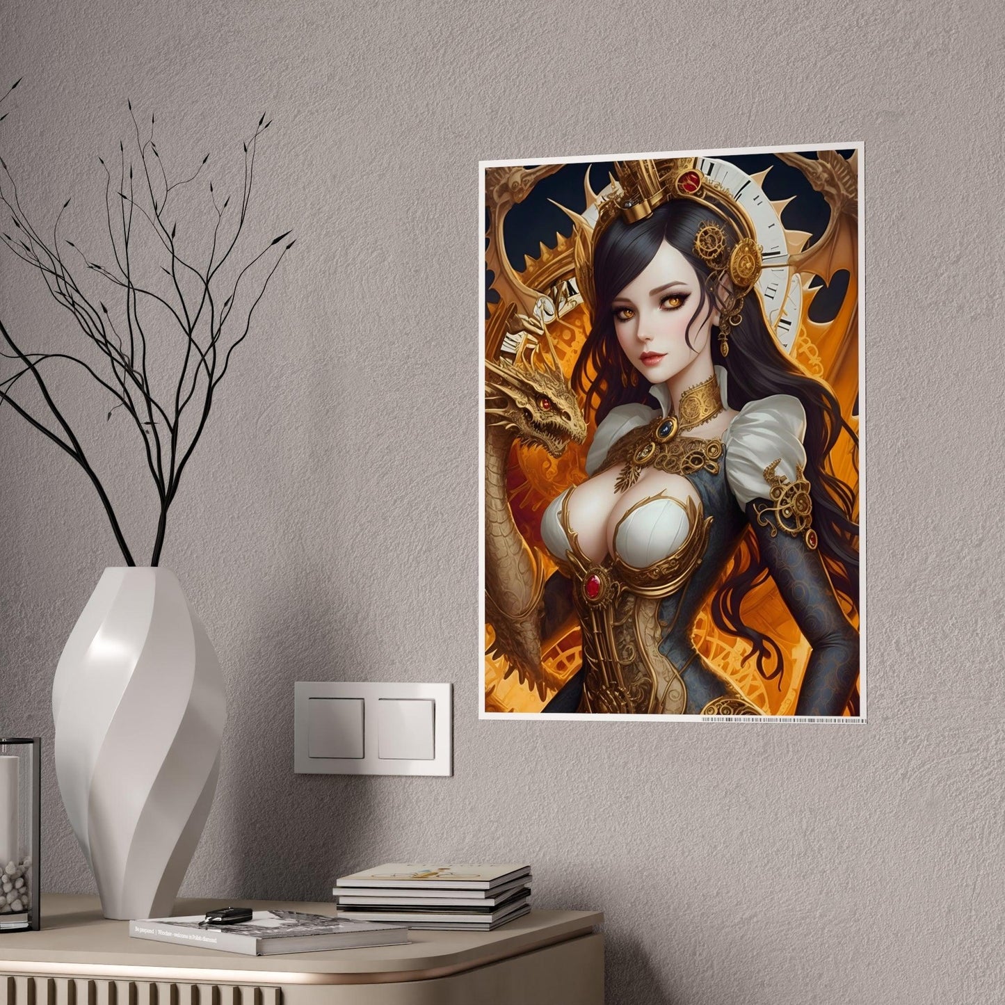 Golden Clockwork Dragon Gloss Posters Verdine Daniels