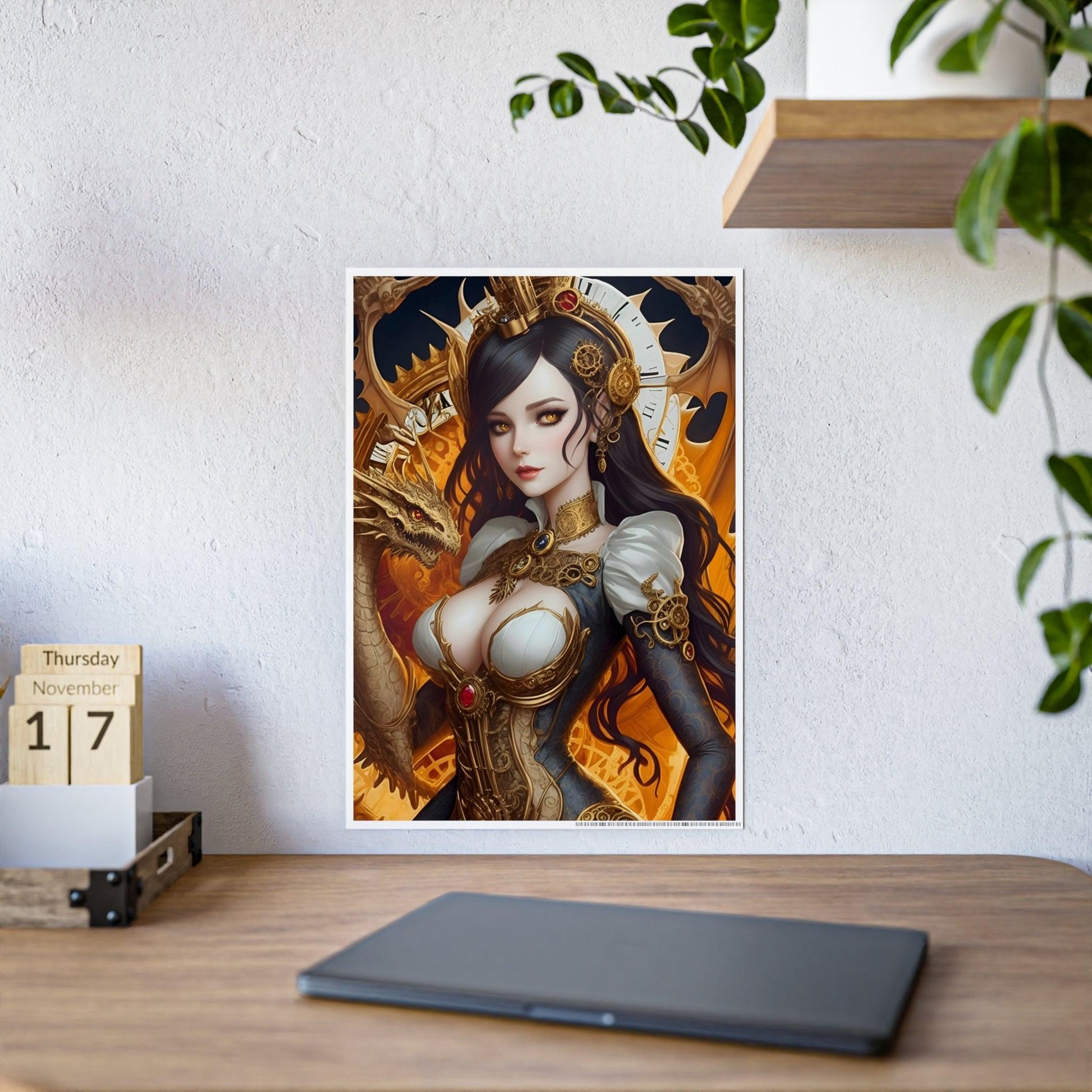 Golden Clockwork Dragon Gloss Posters Verdine Daniels