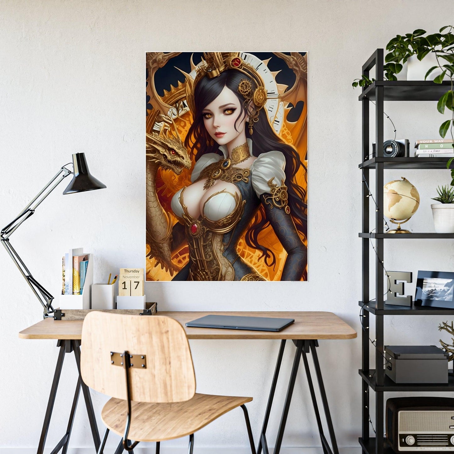 Golden Clockwork Dragon Gloss Posters Verdine Daniels
