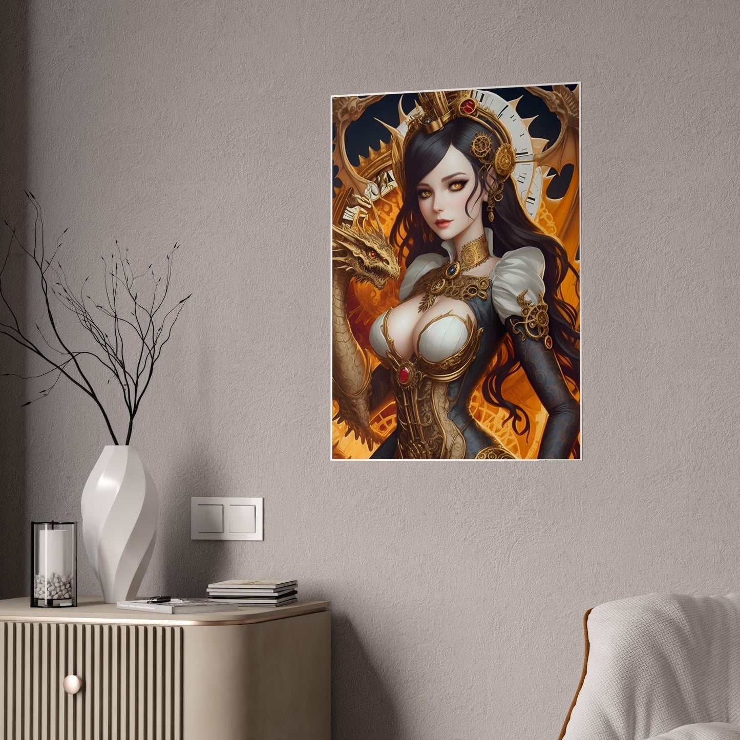Golden Clockwork Dragon Gloss Posters Verdine Daniels
