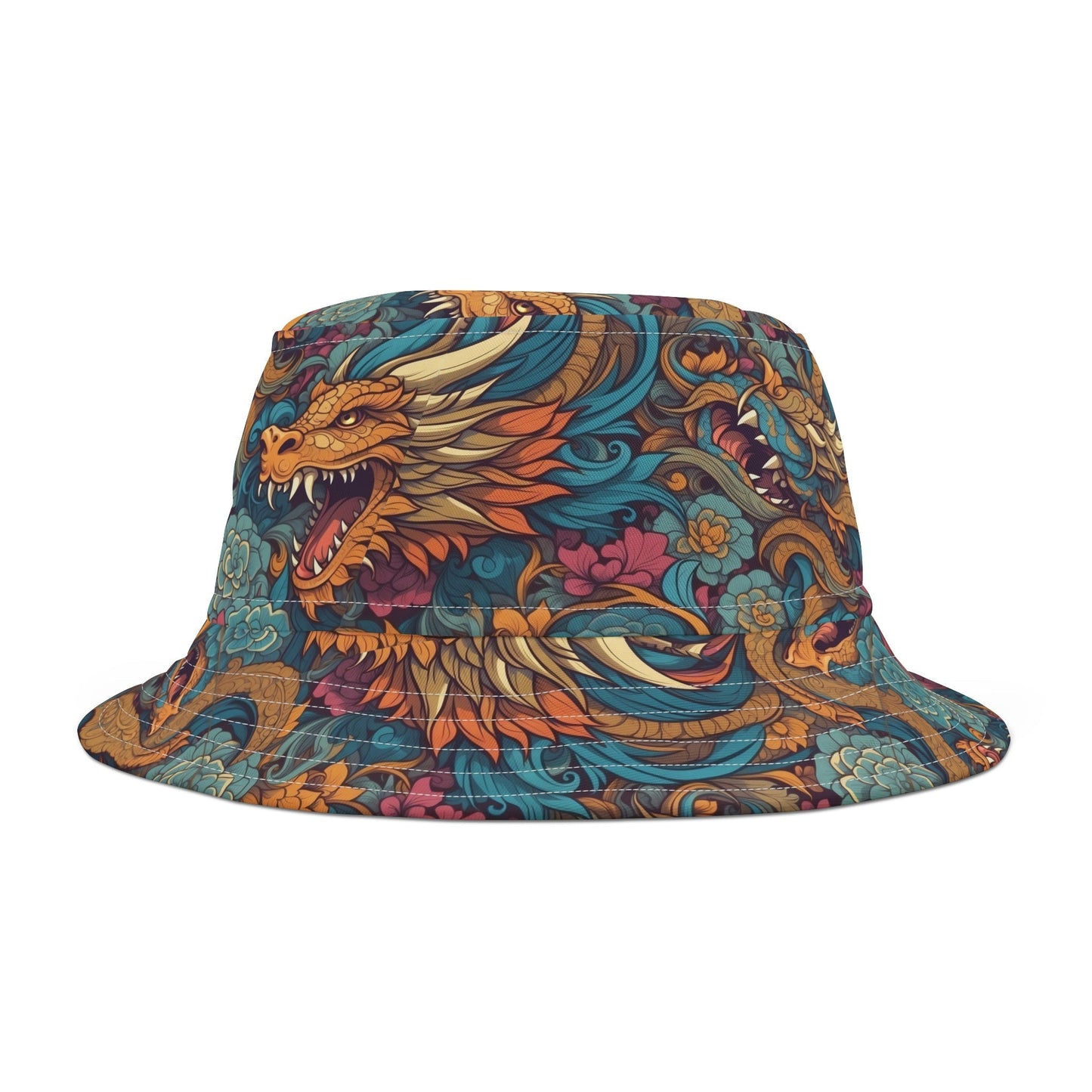 River Dragon With Flowers Bucket Hat Verdine Daniels