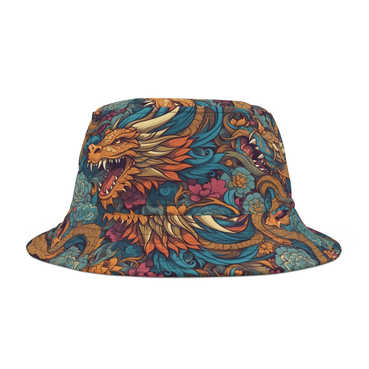 River Dragon With Flowers Bucket Hat Verdine Daniels