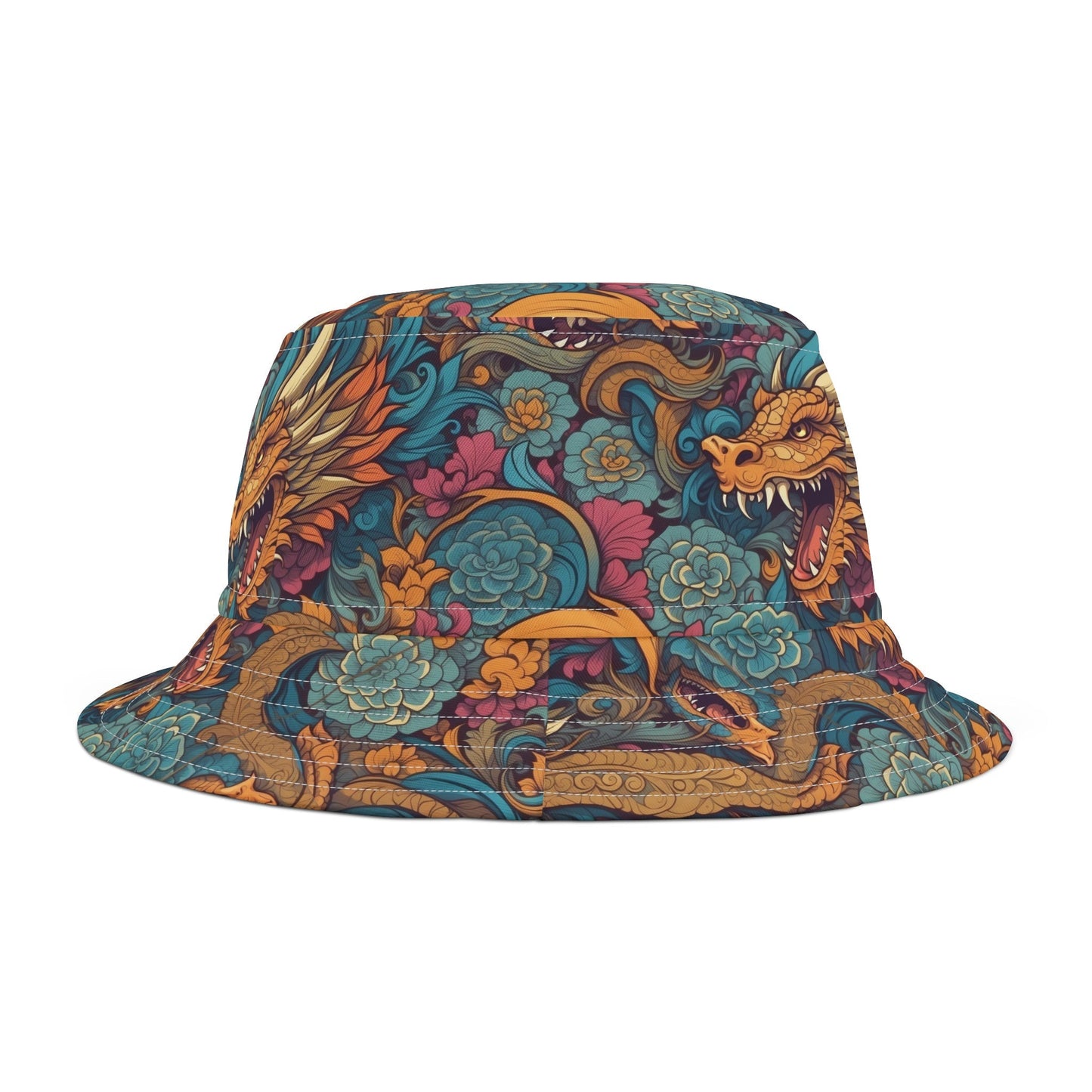 River Dragon With Flowers Bucket Hat Verdine Daniels