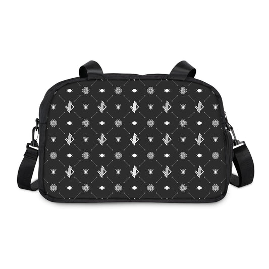 Stylish Fitness Handbag for Gym & Daily Use – Black Pattern Design Printify