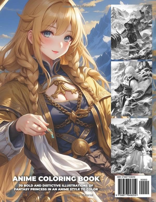 Anime Coloring Book: Fantasy Princess Vol11 Asgard Kingdom Coloring Book for Teens and Adults: 70 Bold and Distinctive Illustrations Of Fantasy Princess To Color Verdine Daniels