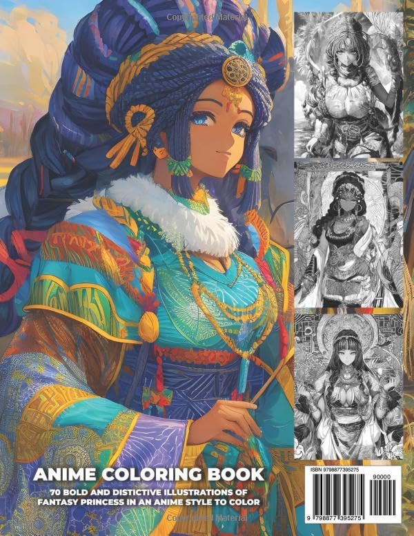 Anime Coloring Book: Fantasy Princess Vol 7 African Queen Coloring Book for Teens and Adults: 70 Bold and Distinctive Illustrations Of Fantasy Princess To Color Verdine Daniels