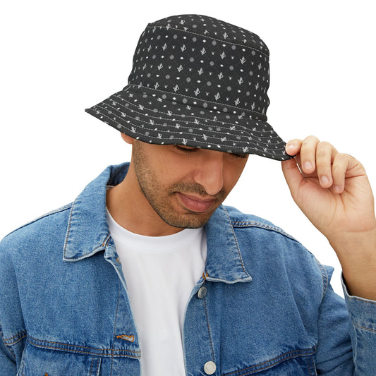 Stylish Triple Moon Black Patterned Bucket Hat - Perfect for Summer Festivals and Casual Outings - Verdine Daniels