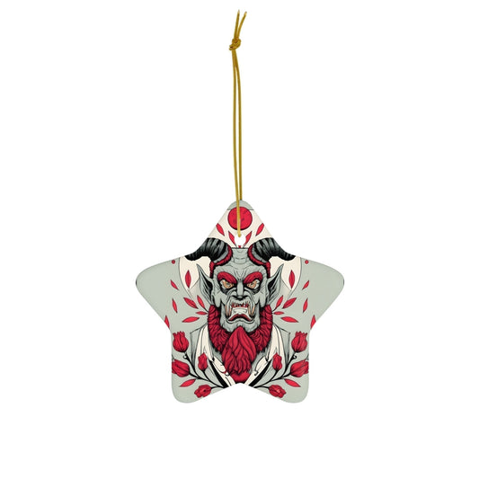 Dark Kult Krampus with Roses Ceramic Ornament, 4 Shapes Verdine Daniels