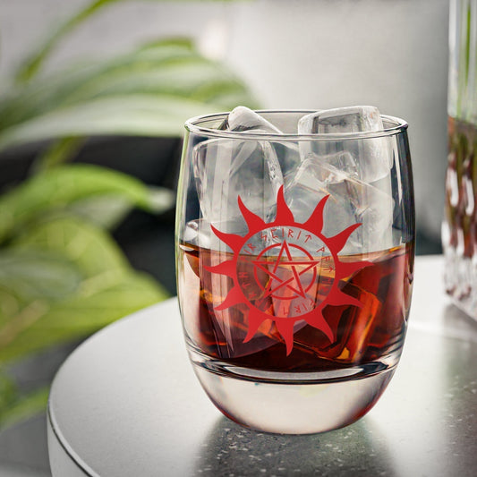 Dark Kult Red Flaming Pentacle Whiskey Glass Verdine Daniels